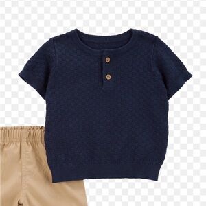 Carter's Navy Textured Button Down Shirt